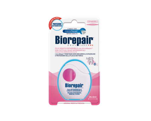 BioRepair Защита десен Объемная зубная нить-флос с гидроксиапатитом и гиалуроновой кислотой, 30 м