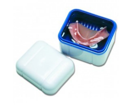 Curaprox Контейнер с решеткой для ортодонтических конструкций и съемных зубных протезов, синий