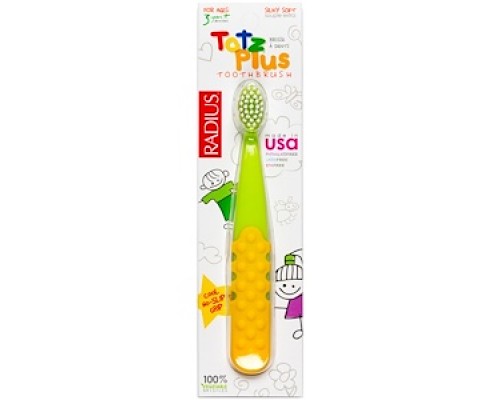 RADIUS Totz Plus, Зубная щетка для детей от 3 лет, зеленая+желтая