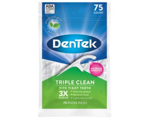 DenTek Тройное очищение Флосс-зубочистки, 75 шт