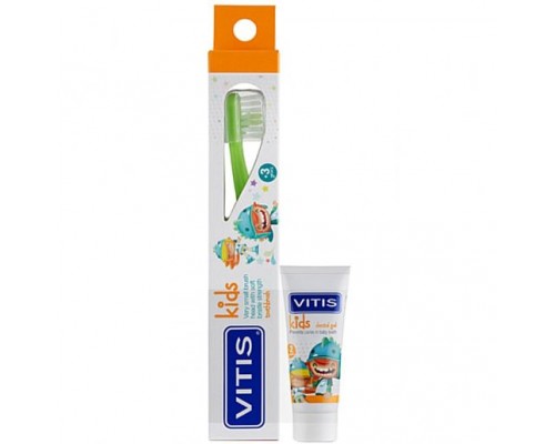 VITIS Kids зубна щітка для діітей 2-6 років + VITIS Kids зубна паста, 8мл