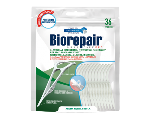 BioRepair Флосер з тримачем насичений гідроксіапатитом, 36 шт. BioRepair Флосер з тримачем насичений гідроксіапатитом, 36 шт.