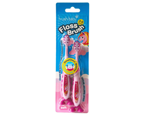 Brush-Baby зубна щітка FlossBrush (3-6 років) Одноріг на ніжці-липучці (подвійна упаковка) Brush-Baby зубна щітка FlossBrush (3-6 років) Одноріг на ніжці-липучці (подвійна упаковка)