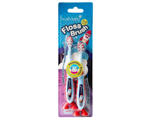 Brush-Baby зубна щітка FlossBrush (3-6 років) Ракета, на ніжці-липучці (подвійна упаковка) Brush-Baby зубна щітка FlossBrush (3-6 років) Ракета, на ніжці-липучці (подвійна упаковка)