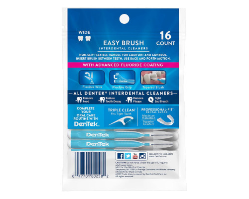 DenTek Brush Interdental для широких міжзубних проміжків,16шт DenTek Brush Interdental для широких міжзубних проміжків,16шт