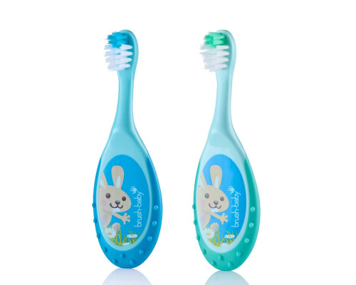 Brush-Baby FlossBrush 0-3 років зубна щітка блакитна/м'ятна, 2шт Brush-Baby FlossBrush 0-3 років зубна щітка блакитна/м'ятна, 2шт