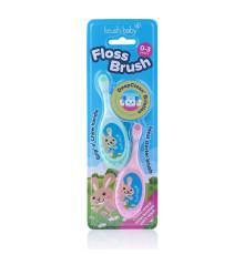 Brush-Baby FlossBrush 0-3 років зубна щітка рожева/м'ятна, 2шт