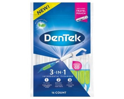 DenTek Мізубні очищувачі 3 в 1 з покращеним фторидним покриттям, 16шт DenTek Мізубні очищувачі 3 в 1 з покращеним фторидним покриттям, 16шт