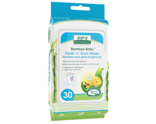 Aleva Naturals дитячі серветки Bamboo Baby для зубів та ясен, 30шт Aleva Naturals дитячі серветки Bamboo Baby для зубів та ясен, 30шт