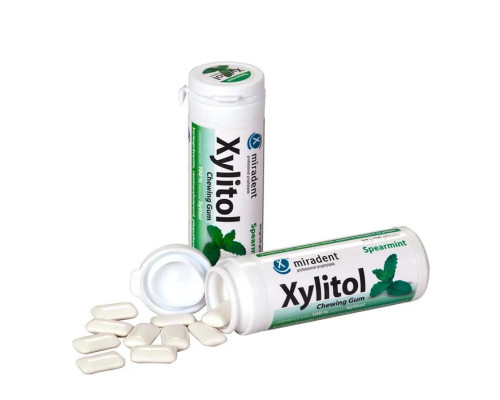 Miradent Xylitol Spearmint Жувальна гумка з ксилітолом, 30 шт Miradent Xylitol Spearmint Жувальна гумка з ксилітолом, 30 шт