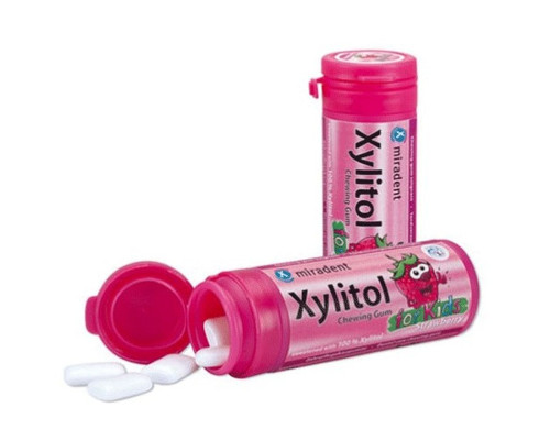 Miradent Xylitol Strawberry Жувальна гумка з ксилітолом, 30 шт