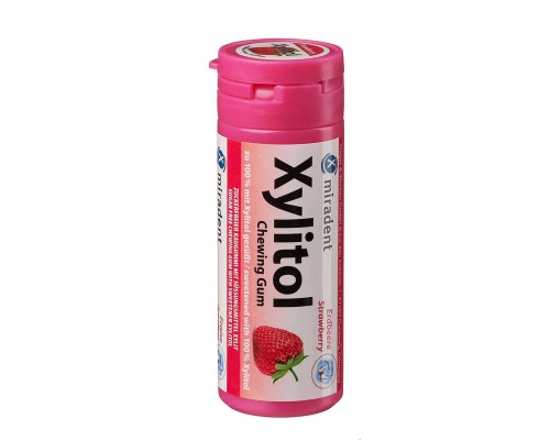 Miradent Xylitol Strawberry Жувальна гумка з ксилітолом, 30 шт