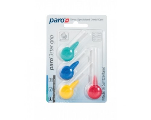 paro® 3star grip Міжзубні щітки, набір зразків, 4 різних розмірів, 4 шт.