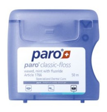 paro classic-floss Зубна нитка, вощена, з м'ятою та фторидом, 50 м