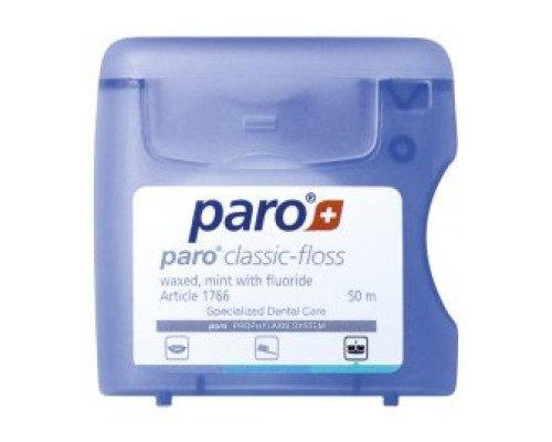 paro classic-floss Зубна нитка, вощена, з м'ятою та фторидом, 50 м paro classic-floss Зубна нитка, вощена, з м'ятою та фторидом, 50 м