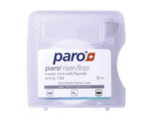 paro riser-floss Зубна нитка, вощена, з м'ятою та фторидом, 50 м paro riser-floss Зубна нитка, вощена, з м'ятою та фторидом, 50 м