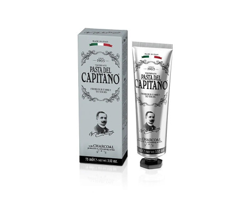 Pasta Del Capitano Premium Charcoal Зубна паста з деревним вугіллям, 75 мл Pasta Del Capitano Premium Charcoal Зубна паста з деревним вугіллям, 75 мл