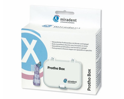 Protho Box® Контейнер для зберігання протезів із зручною щіткою для чищення Protho Box® Контейнер для зберігання протезів із зручною щіткою для чищення