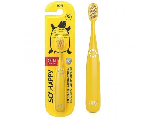 Splat Junior So Happy зубна щітка для дітей від 5 років з іонами срібла (жовта)