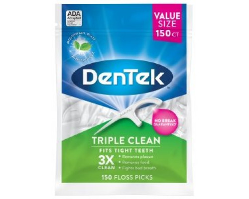 DenTek Floss Picks Потрійне очищення, 150шт DenTek Floss Picks Потрійне очищення, 150шт
