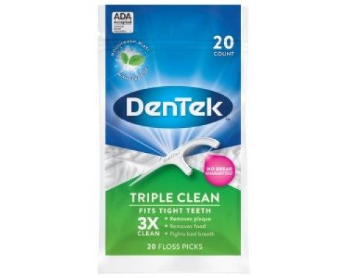 DenTek Floss Picks Потрійне очищення, 20шт DenTek Floss Picks Потрійне очищення, 20шт